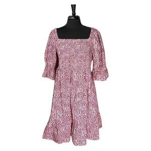 ELOQUII Elements Women's Dress Smocked Puff Sleeves Ruffle Romantic Plus Size 18